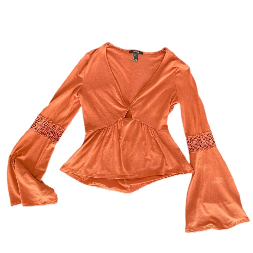 Burnt Orange Cut Out Blouse